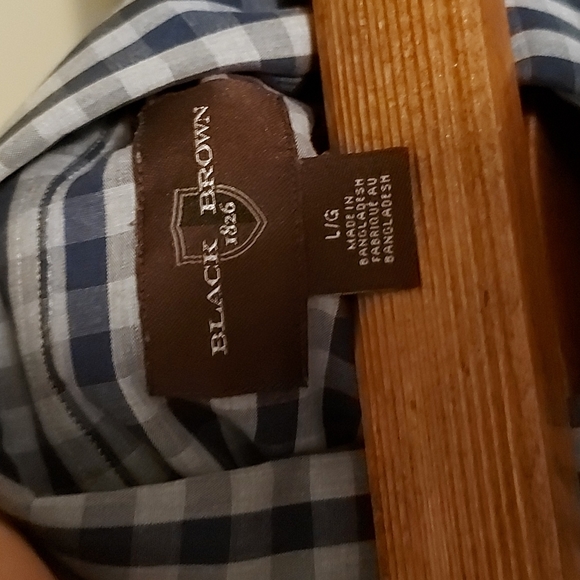 Black Brown 1826 men's Blue Plaid button up long sleeve shirt - Picture 2 of 3